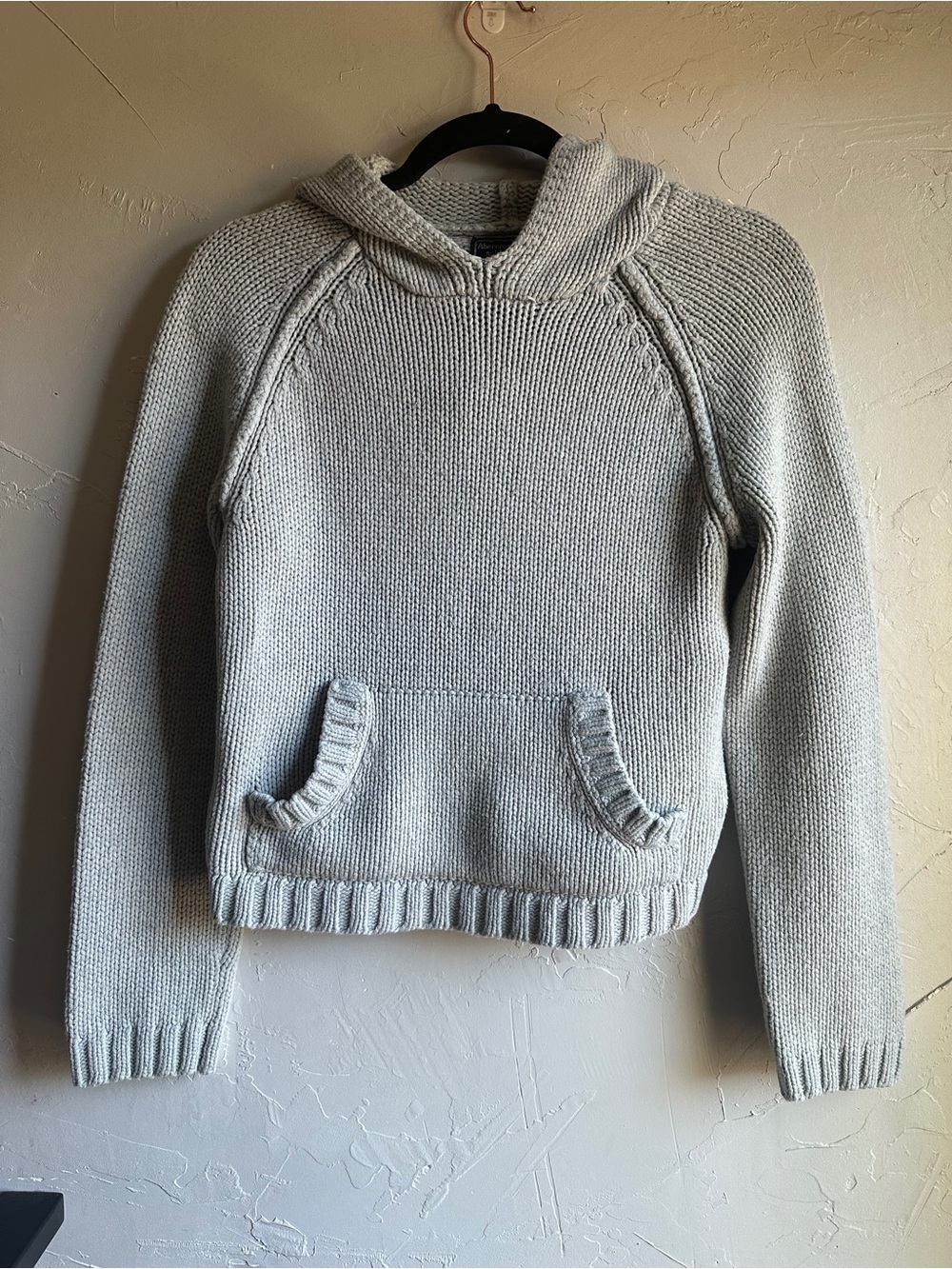 Vintage Abercrombie Wool Hoodie Sweater Y2K Chunky Knit Preppy Cabin Core L